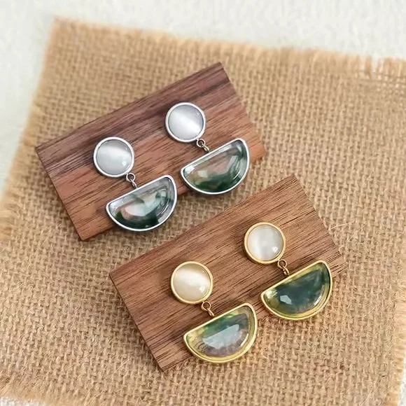 TWO PAIR FOR $55💎*Unique Abstract 18K Gold Plated Resin Drop Earrings*ML - Picture 2 of 11